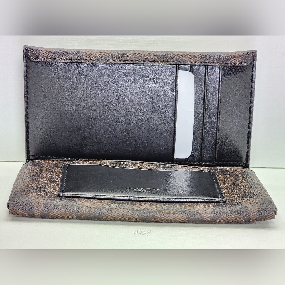 Coach Men's Leather/Coated Canvas Universal Phone Wallet *Brown/Black* NWOT - Picture 9 of 16
